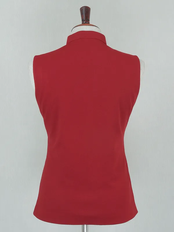 Party and wedding maroon terry rayon waistcoat