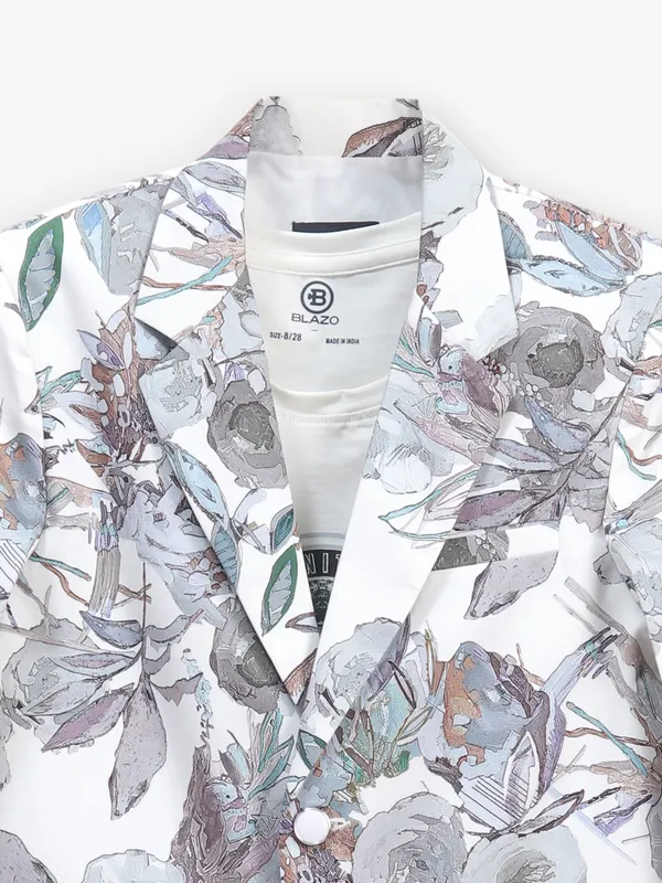 Party blazer for boys in white terry rayon