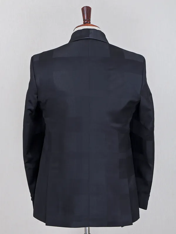 Party checks style black coat suit in terry rayon fabric