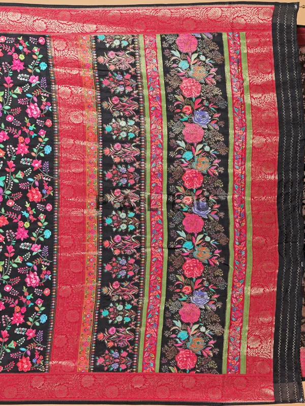 Party look red and black silk saree