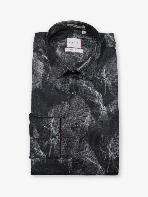 Party style black cotton shirt for men