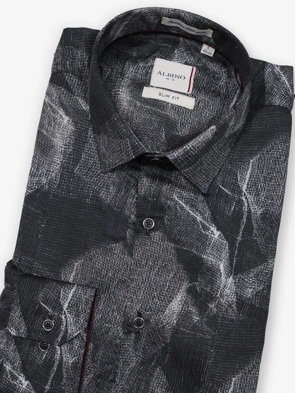 Party style black cotton shirt for men