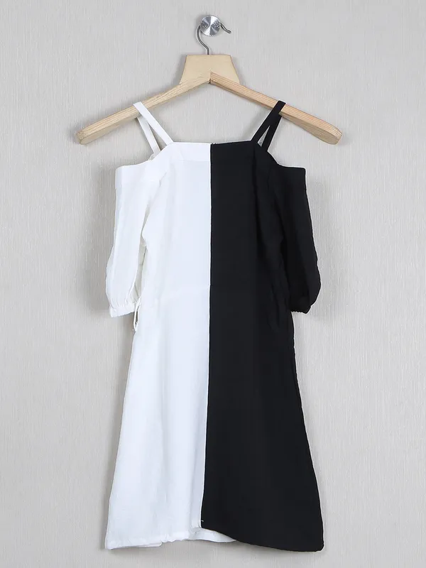 Leo N Babes party wear black and white cotton girls frock