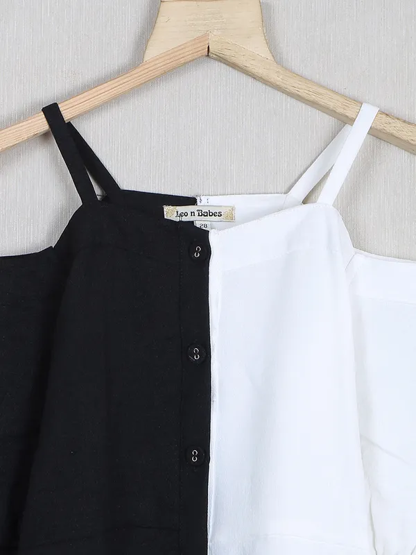 Leo N Babes party wear black and white cotton girls frock