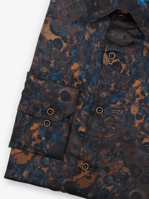 Party wear brown cotton shirt for men