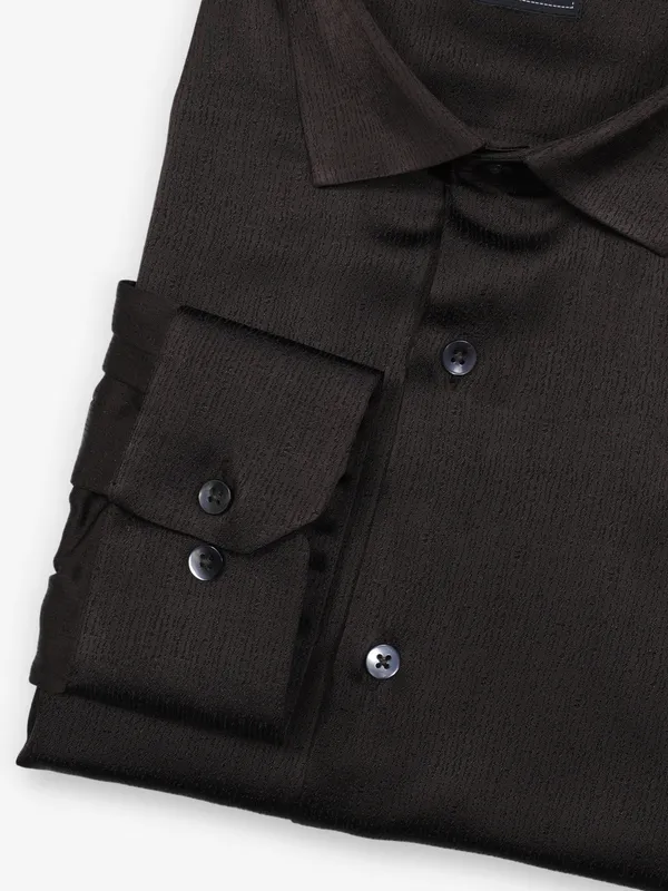 Party wear dark brown cotton shirt for men