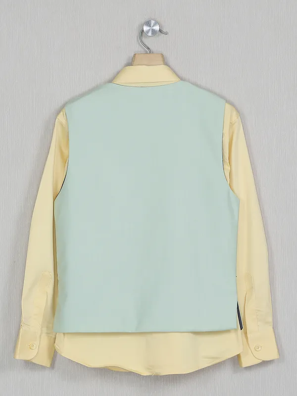 Party wear light green waistcoat in terry rayon