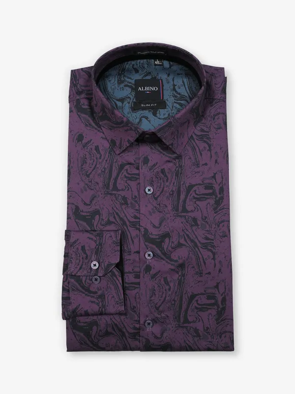 Party wear purple cotton shirt for men
