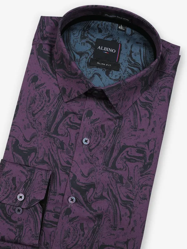 Party wear purple cotton shirt for men