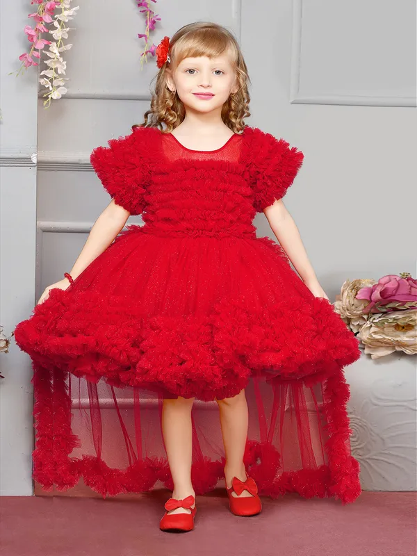 Party wear red net frock