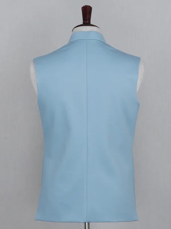 Party wear solid blue cotton waistcoat