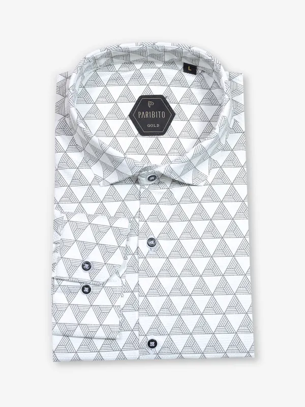 Party wear white cotton shirt with print