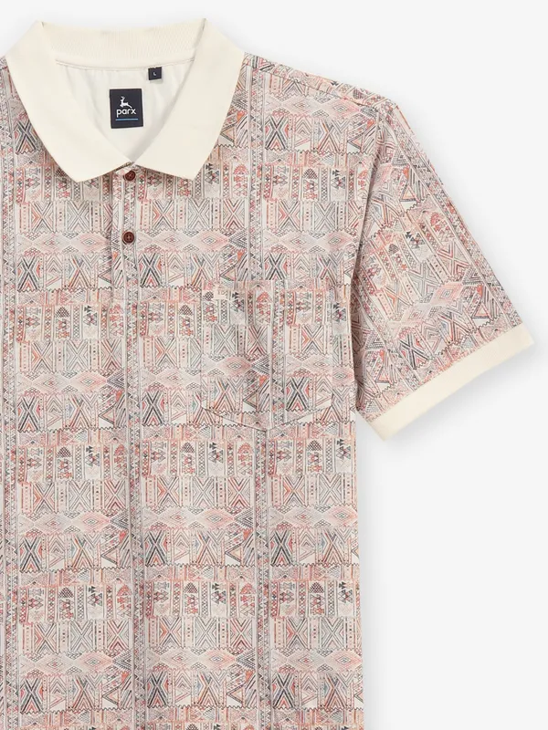 PARX brown printed cotton t-shirt