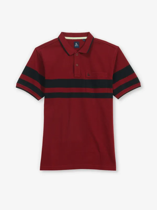 PARX maroon cotton polo t-shirt