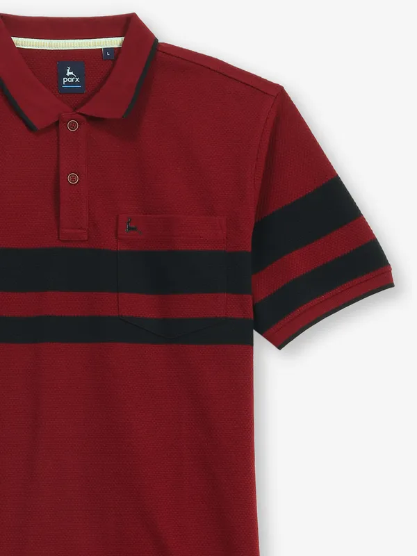PARX maroon cotton polo t-shirt