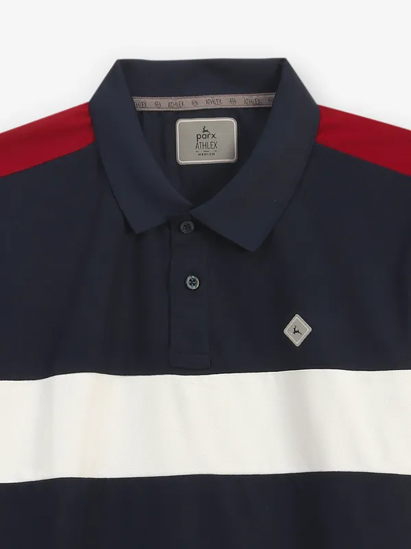 PARX navy color block cotton t-shirt
