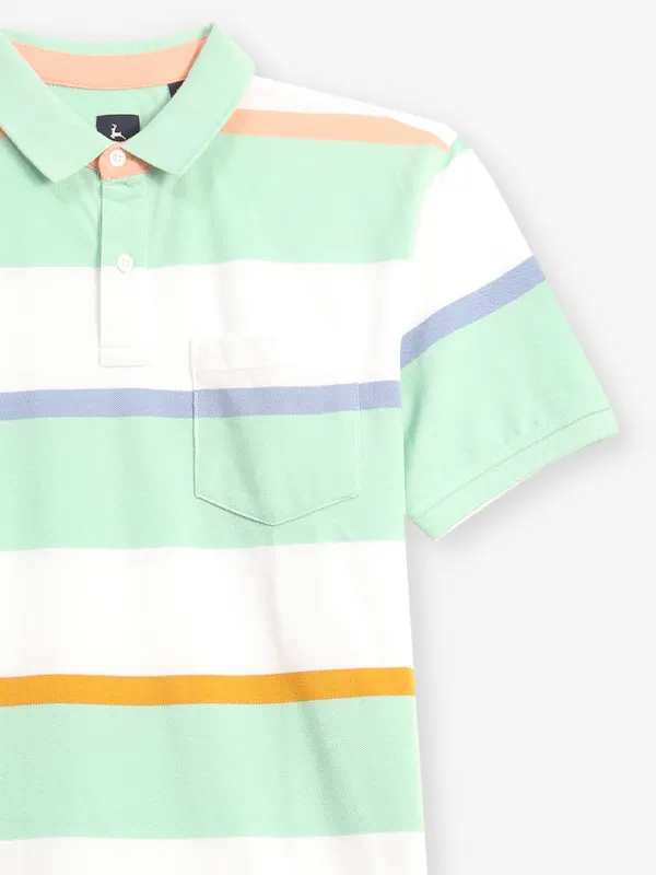 PARX stripe light green polo t-shirt