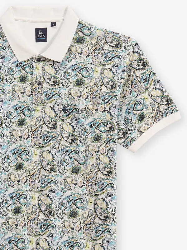 PARX white printed cotton t-shirt