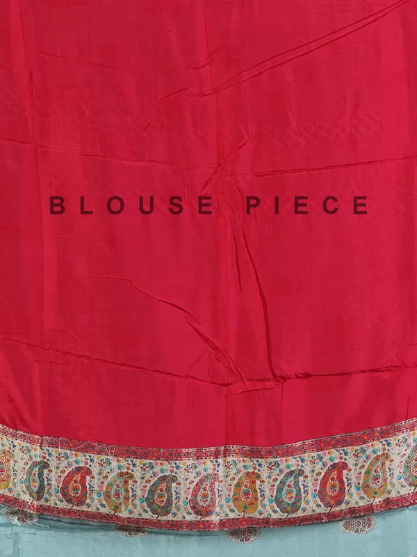 Pastel aqua pashmina silk saree