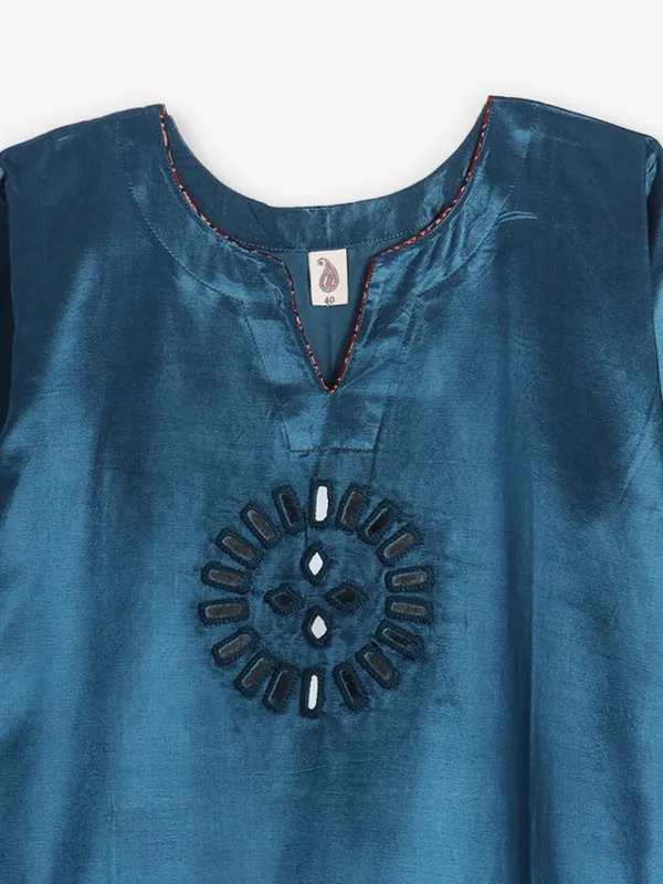 Pastel blue cotton silk kurti for women casual wear