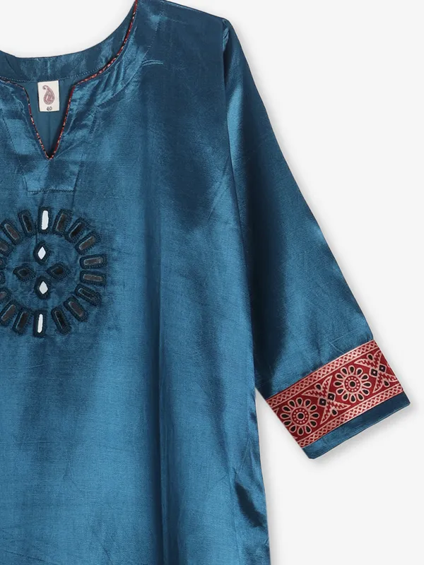 Pastel blue cotton silk kurti for women casual wear