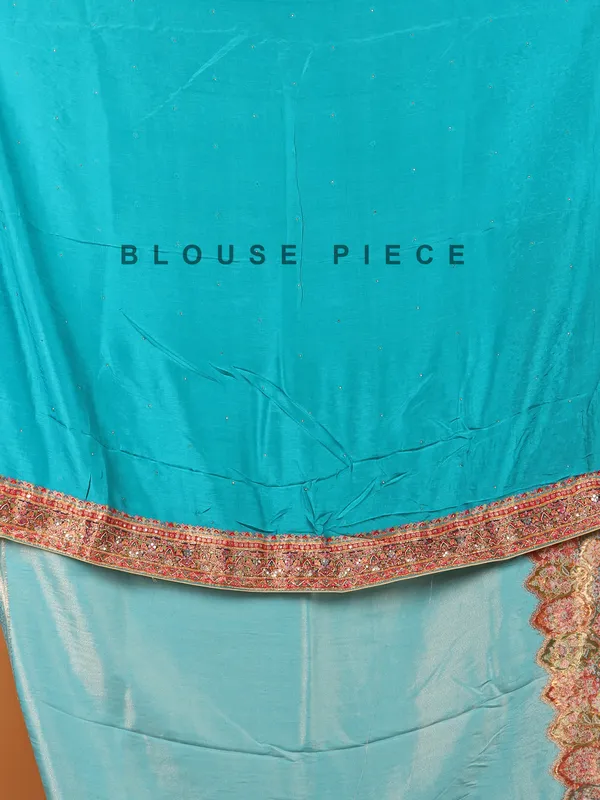 Pastel blue dola silk saree for womne