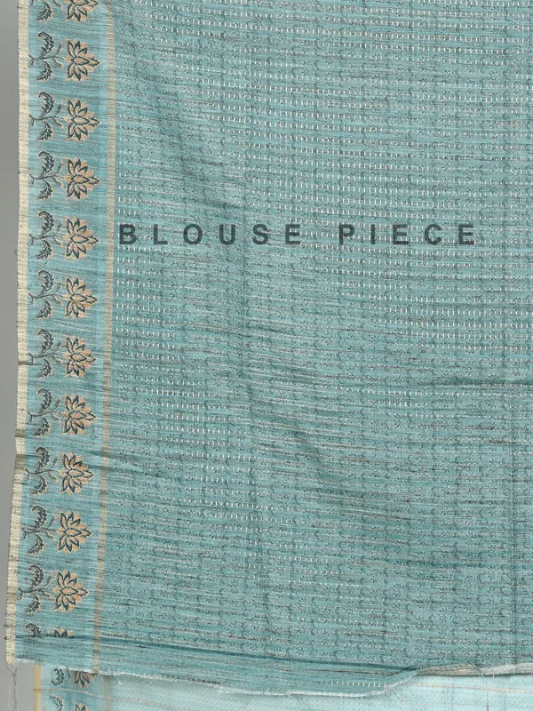 Pastel blue semi cotton silk zari weaving saree