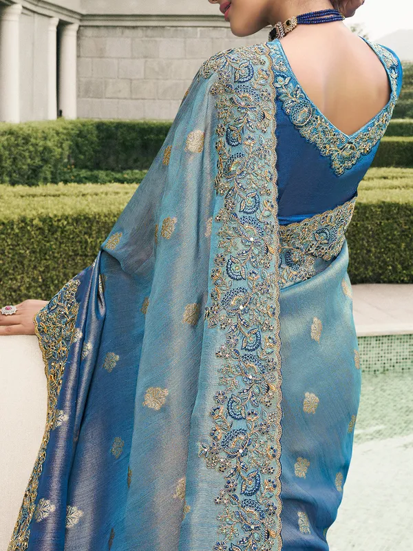 Pastel blue tissue silk saree for everyday style