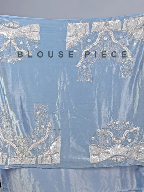 Pastel blue tissue silk saree with classic sequins work