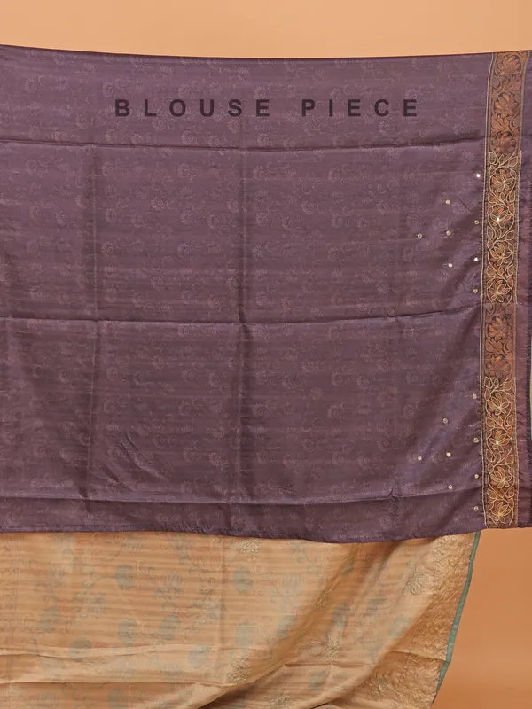 Pastel brown cotton silk saree for festival wear