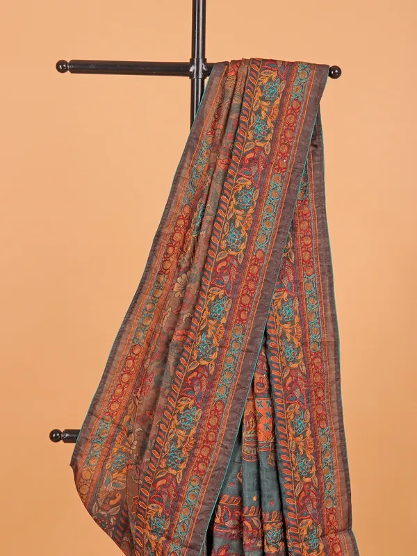 Pastel brown cotton silk saree for festive