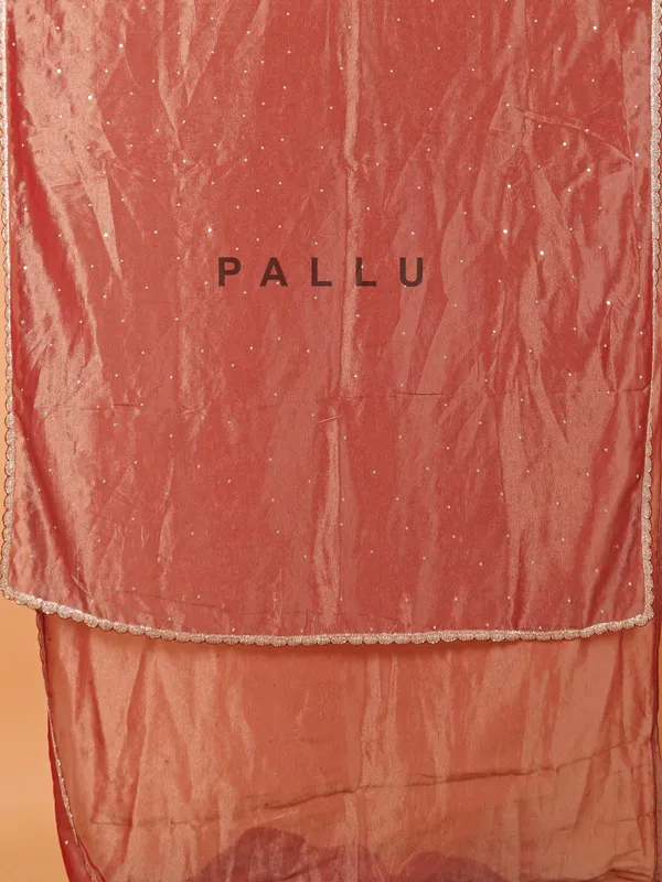 Pastel brown organza party wear saree