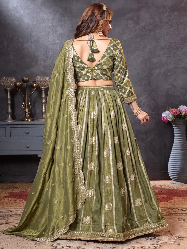Pastel green lehenga choli with quarter sleeves design