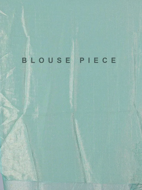 Pastel green semi tissue silk saree with elegant zari work