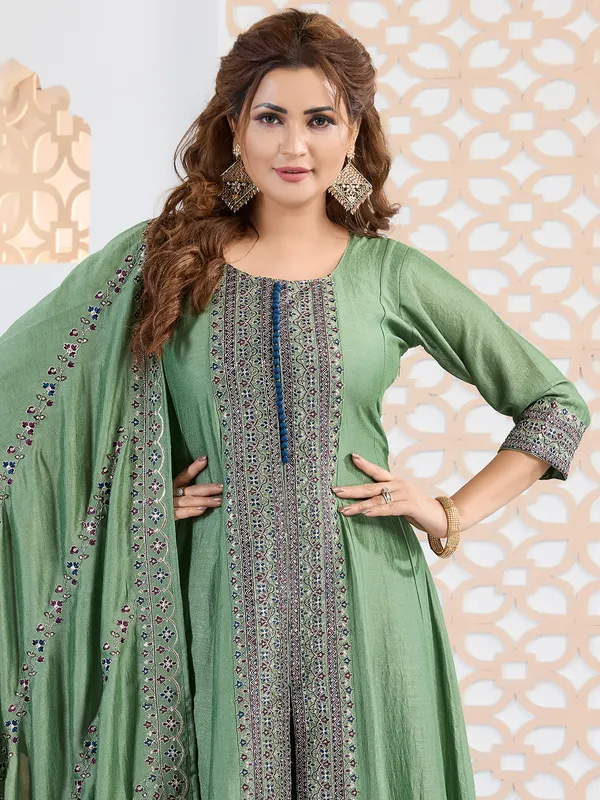 Pastel green silk wedding salwar suit