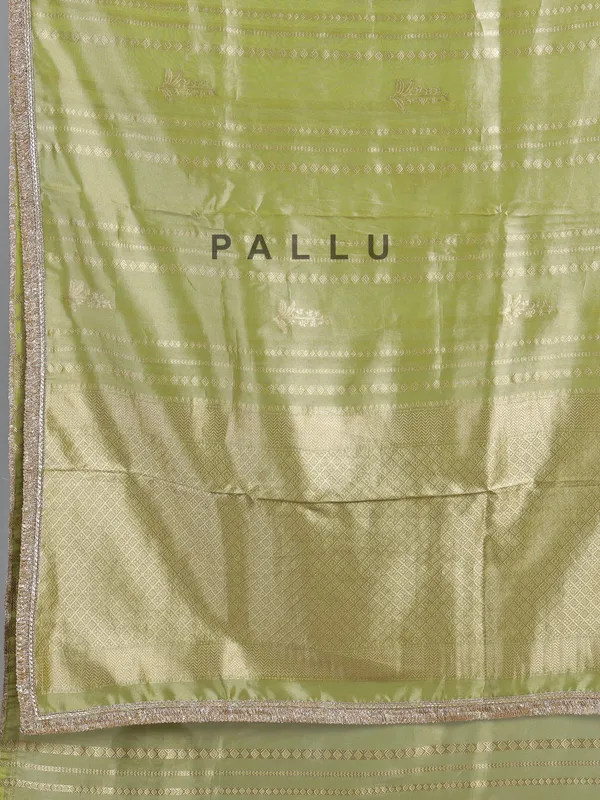 Pastel green soft tissue saree with sequin shine