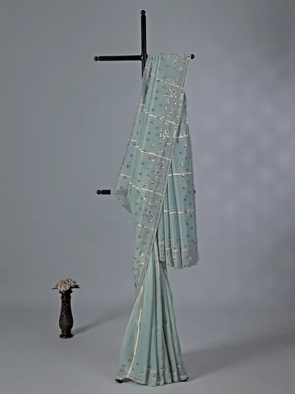 Pastel green tissue dola silk saree for wedding