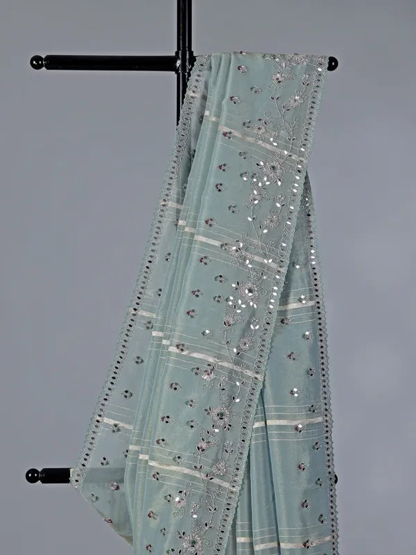 Pastel green tissue dola silk saree for wedding