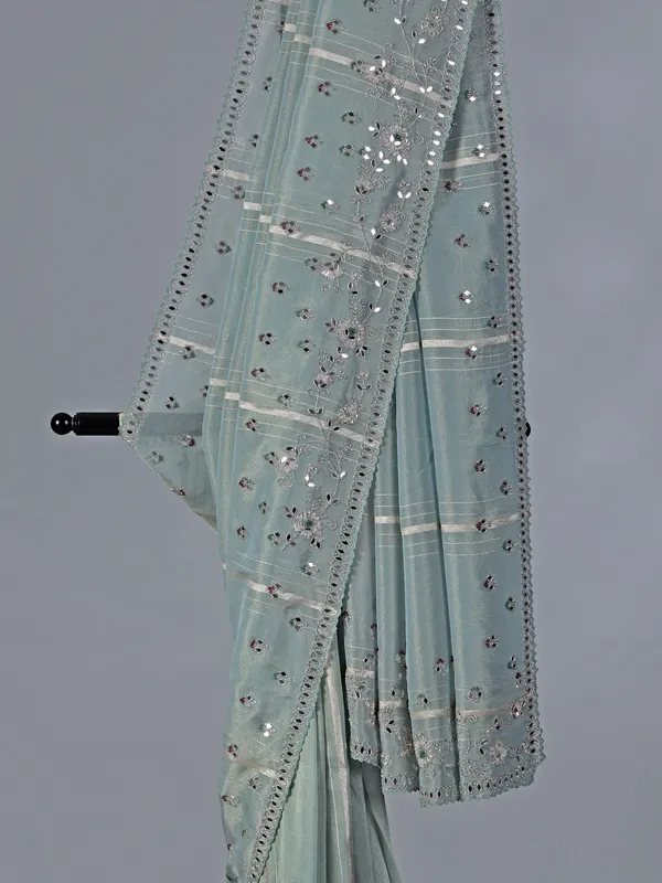 Pastel green tissue dola silk saree for wedding