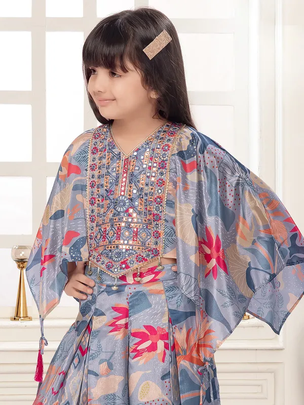 Pastel grey palazzo suit for festival wear