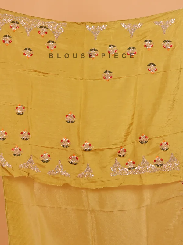 Pastel olive shimmer tissue silk saree for wedding