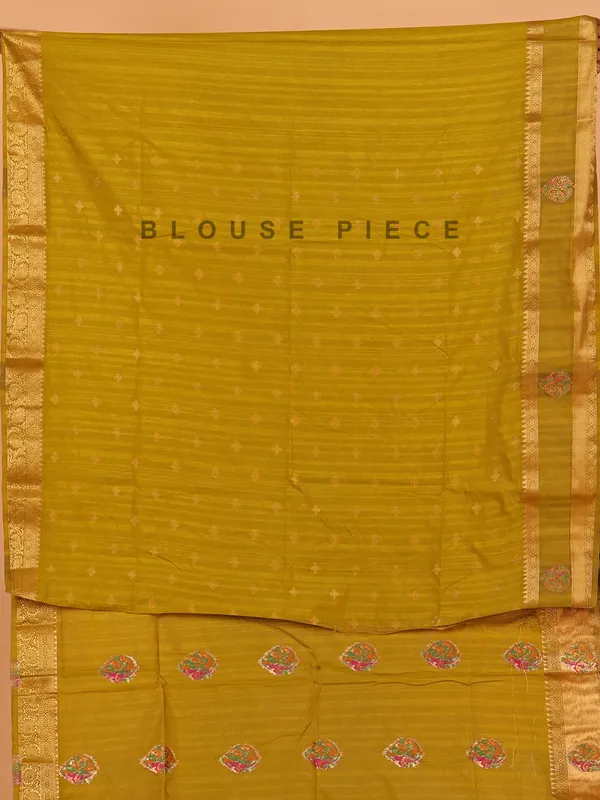 Pastel olive silk saree for festive wear