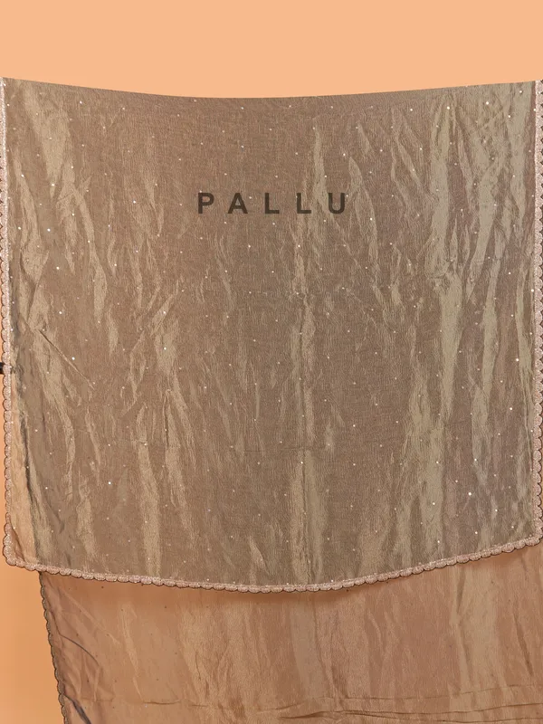 Pastel olive wedding saree in organza