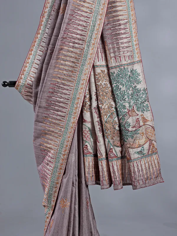 Pastel onion pink silk saree for women