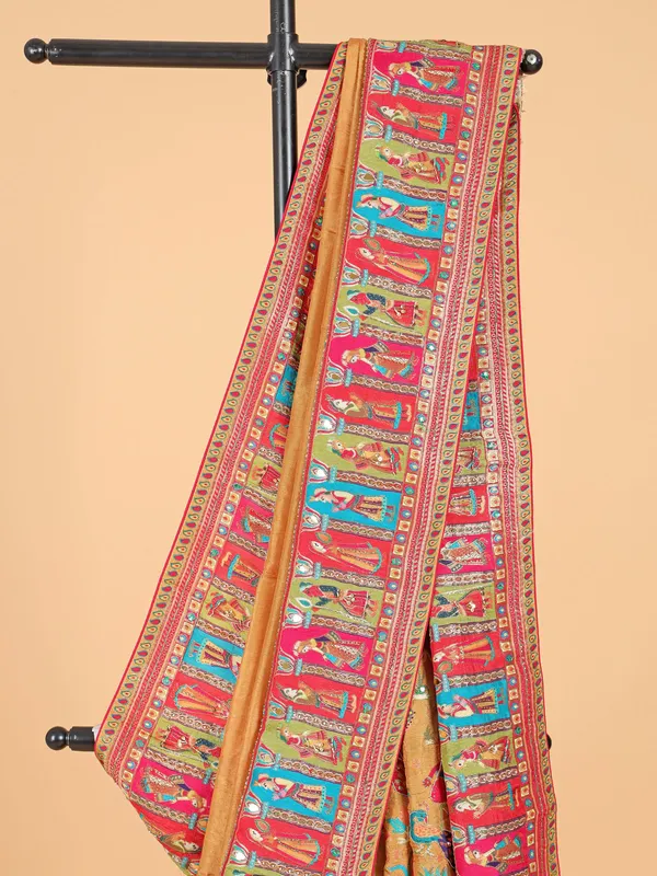 Pastel orange silk saree for wedding