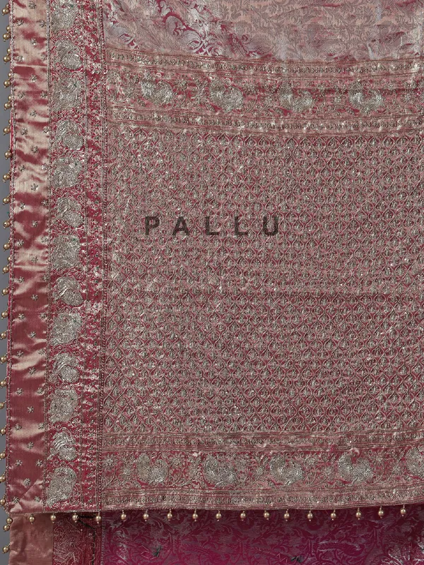 Pastel pink kanjivaram silk saree for wedding