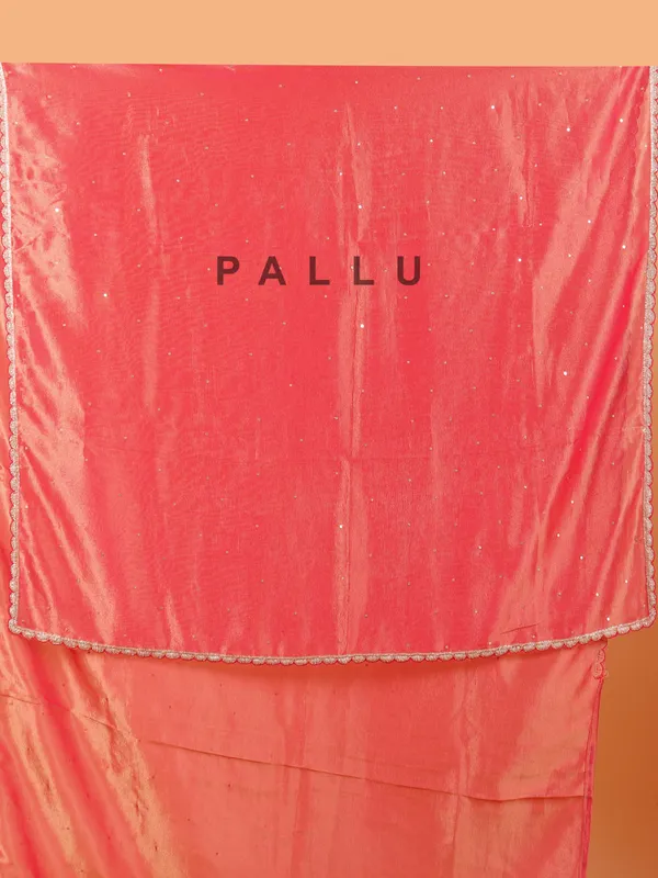 Pastel pink organza saree with ready made blouse