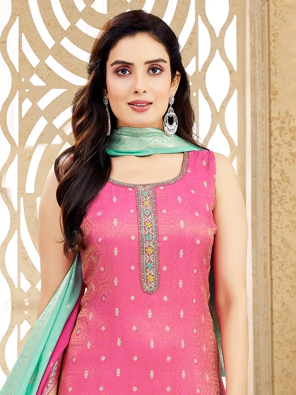 Pastel pink silk festival wear salwar suit