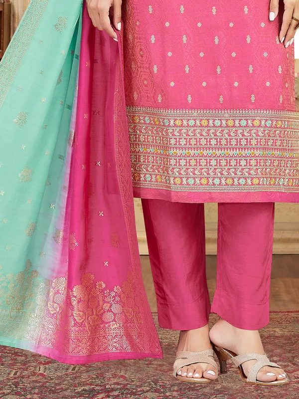 Pastel pink silk festival wear salwar suit for women