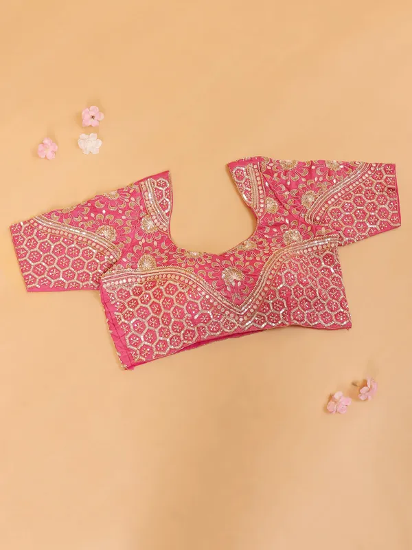 Pastel pink soft organza wedding wear saree